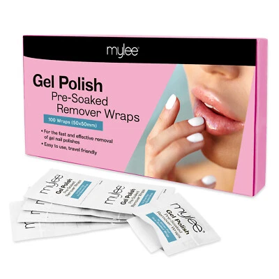 Mylee Nail Gel Polish PRE-SOAKED Acetone Remover Wraps Pads Sachets Wipes 100pcs