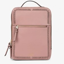 Calpak Kaya Mauve Faux Leather Laptop Backpack 15.5x11.5x4.5 4 Zip Pocket Handle