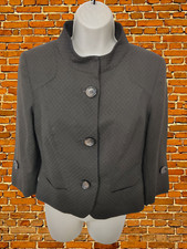 Womens Next Size Uk 1op Dark Chocolate Brown High Neck Button Jacket Coat Smart