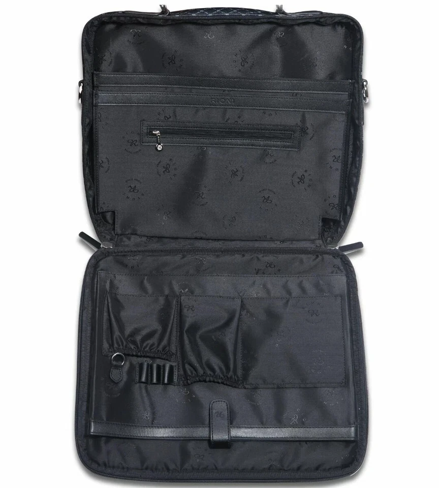 Maletín Rioni Signature Milan Jetsetter negro con monograma de lona ribete de cuero Foto 3 de 4