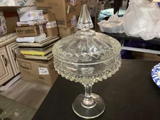 Unbranded Clear Glass Covered Pedestal Dish