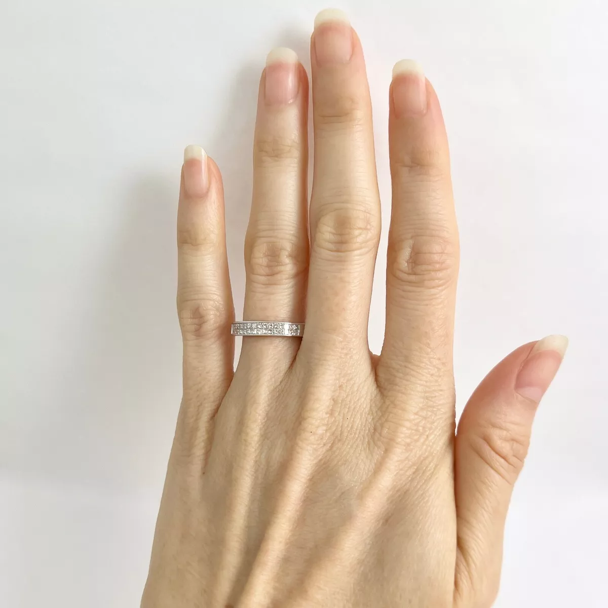 Invisible setting diamond store wedding band