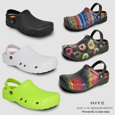 VANGELO Slip Resistant Clog RITZ Black Lime White Donuts MultiColor1 MultiColor2
