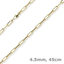 4.5mm paper clip chain necklace 585 gold yellow gold 45cm necklace choker