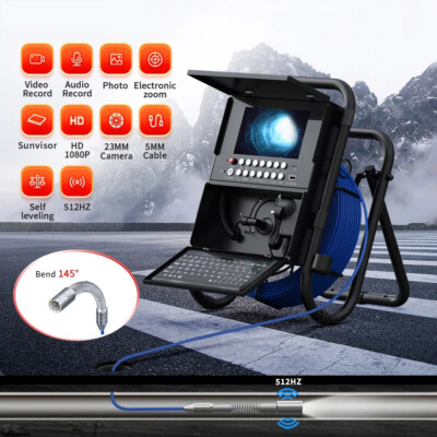 7'' Monitor Drain Sewer Endoscope 512HZ Signal Self-Leveling Pipeline Camera