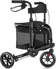 WALK MATE 3 Wheels Rollator Walker 10Lb Seat Backrest Lightweight Foldable