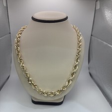 Solid 10kt yellow Gold Solid Rope Chain Necklace 10mm 26”