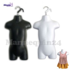 2 TODDLER TORSO BODY DRESS MANNEQUINS BLACK  WHITE 2 BABY HANGING FORMS