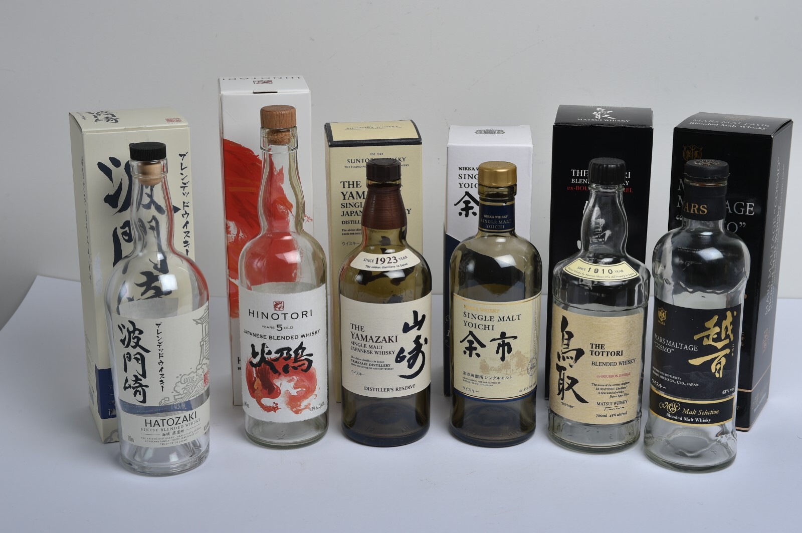 YAMAZAKI -- NIKKA TOTTORI - WHISKY- Lot 6 Bouteilles vides avec étuis -