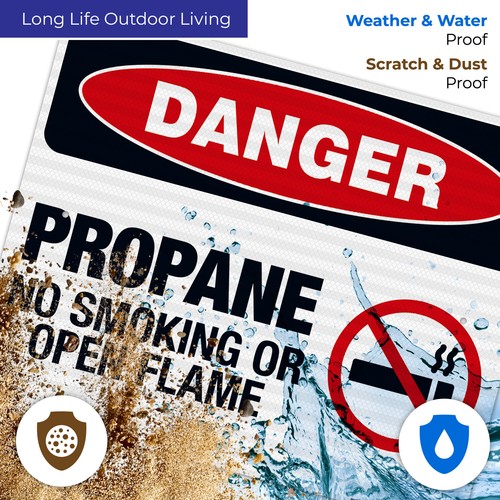 Danger Propane No Smoking Or Open Flame Sign, OSHA Danger Sign, - Picture 77 of 86