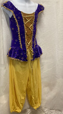 Ladies Petite child 12C-ladies 4 Harem costume Purple Gold 2 Pc Velvet glitter