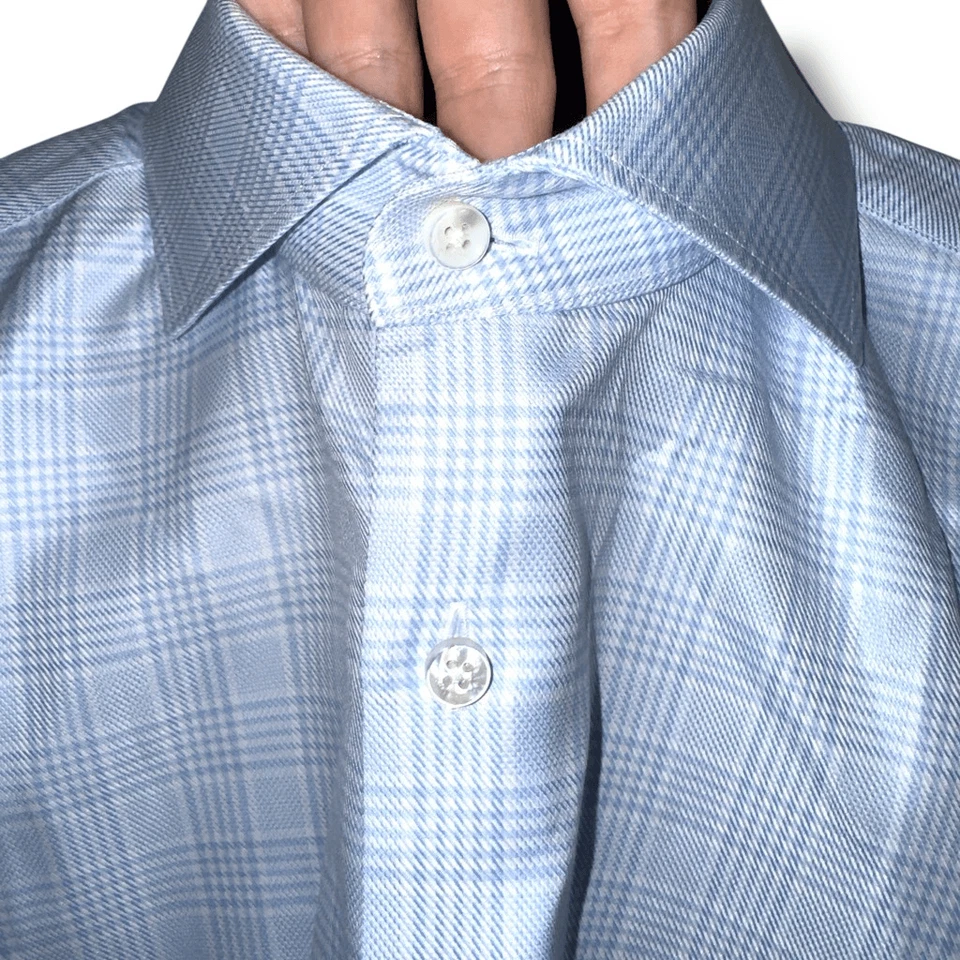 Stenstroms Glencheck Cuerpo Ajustado Doble Algodón Super Camisa de Vestir 17 XL Foto 4 de 4