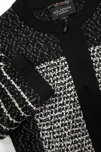 ST JOHN COUTURE BLACK/WHITE TEXTURED KNIT JACKET SZ 6 (fit 8) $2500.00 - Picture 9 of 21