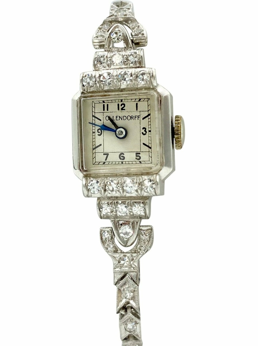 RARE 1920s Art Deco Luxury Platinum 56 Diamonds Ladies Watch  display picture 3