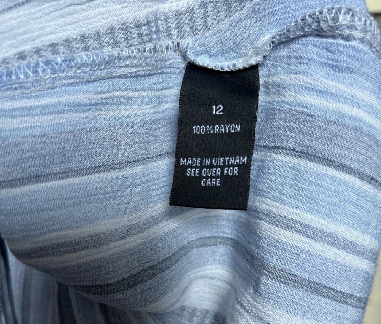 Abito a righe maxi manica flutter vita abbottonata cintura blu bianco ALYX taglia 12 o