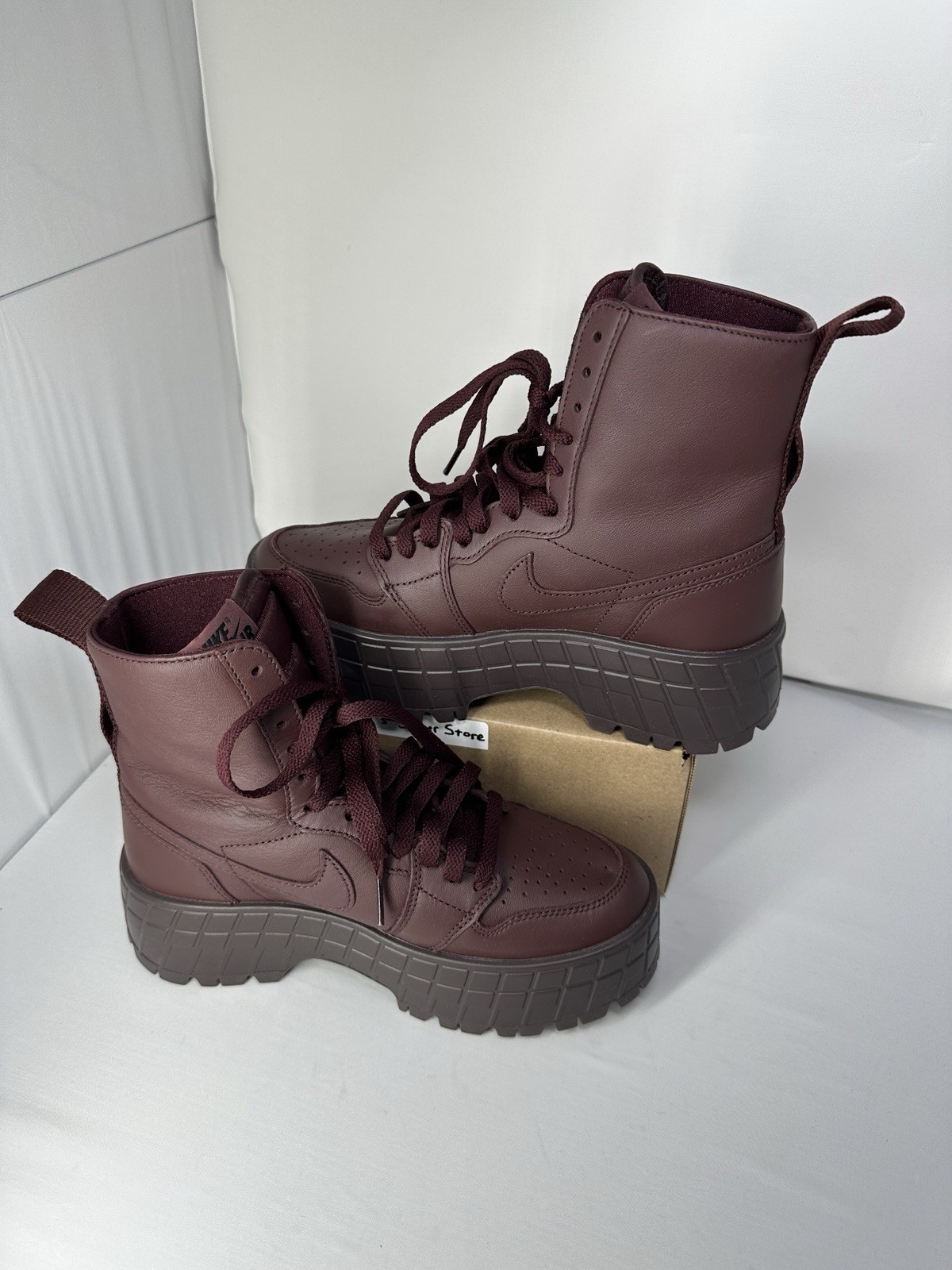 Nike Air Jordan 1 Brooklyn High Boots Burgundy Crush Women’s Size 7 - FJ5737-600 thumbnail 8