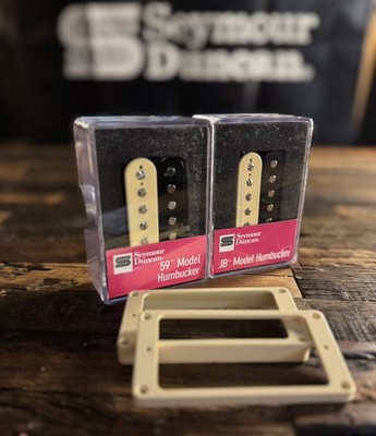 Seymour Duncan SH-4 JB & SH-1 59 ZEBRA Humbucker Set FREE M-69 Butyrate Rings