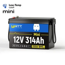 WattCycle 12V 314Ah Lithium Battery 300Ah LiFePO4 200A BMS Marine Solar off-grid