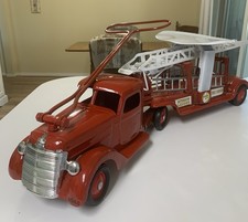 Vintage 1940s Pressed Steel Buddy L Sit N Ride Fire Truck. Custom - Nice