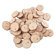 40Pcs 3-4CM Unfinished Natural Round Wood Slices Circles with Tree Bark Log2366