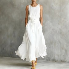 NEW Womens Waist-Cinching Lace-Up Sleeveless Dress Sizes S-3XL