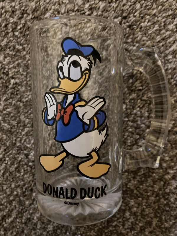 Vintage Donald Duck Glass Mug W/handle