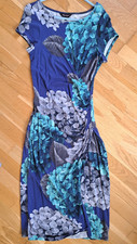 PHASE EIGHT BLUE Green FLORAL size 8 S small bodycon summer DRESS fitted