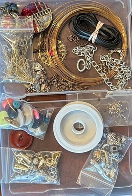 Jewelry making kit caps spacers clasps crimps wire links vintage pieces EBYJ#4