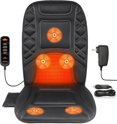 Back Massager with Heat,Heated Seat Cover Cushion with 5 Vibrating Massage Nodes