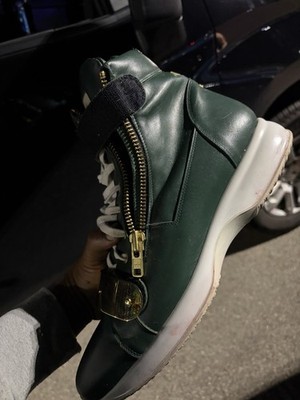 Giuseppe Zanotti Metallic Double-Zip Top Green Gold High-Top Leather Sneakers