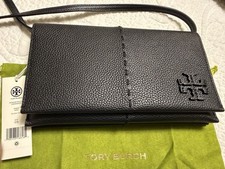 Tory Burch McGraw Pebble Leather Wallet Crossbody Clutch ~NWT~ Black