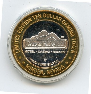 10.00 Silver Strike from the Carson Valley Inn Casino Minden Nevada .999 GDC Ski