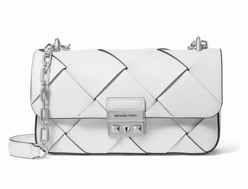 Michael Kors Tribeca Small Convertible Chain Shoulder Bag Optic White &Card Case