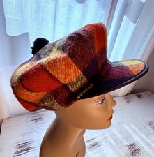 Foxhunter Tam O'Shanter Hat Tartan Hand Tailored Irish Cap 7 1/4 Bright Colors