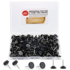 Push Pins 200-count Flat Black Thumb Tacks Steel Point and Plastic Black-200