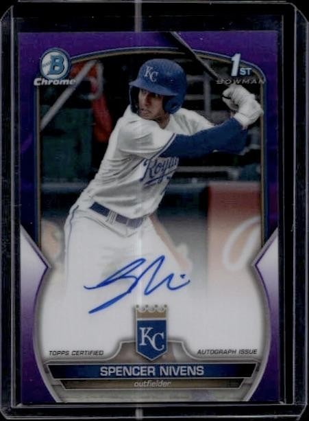 2023 Bowman Draft #CDA-SN Spencer Nivens Chrome Prospect Autographs Purple /250