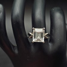 Sterling Silver CZ Ring Emerald Cut 925 Size 8