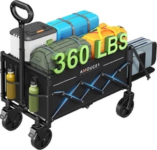 Wagon Cart Foldable, Collapsible Wagon Cart with 360 LBS Max Load & Expandabl 