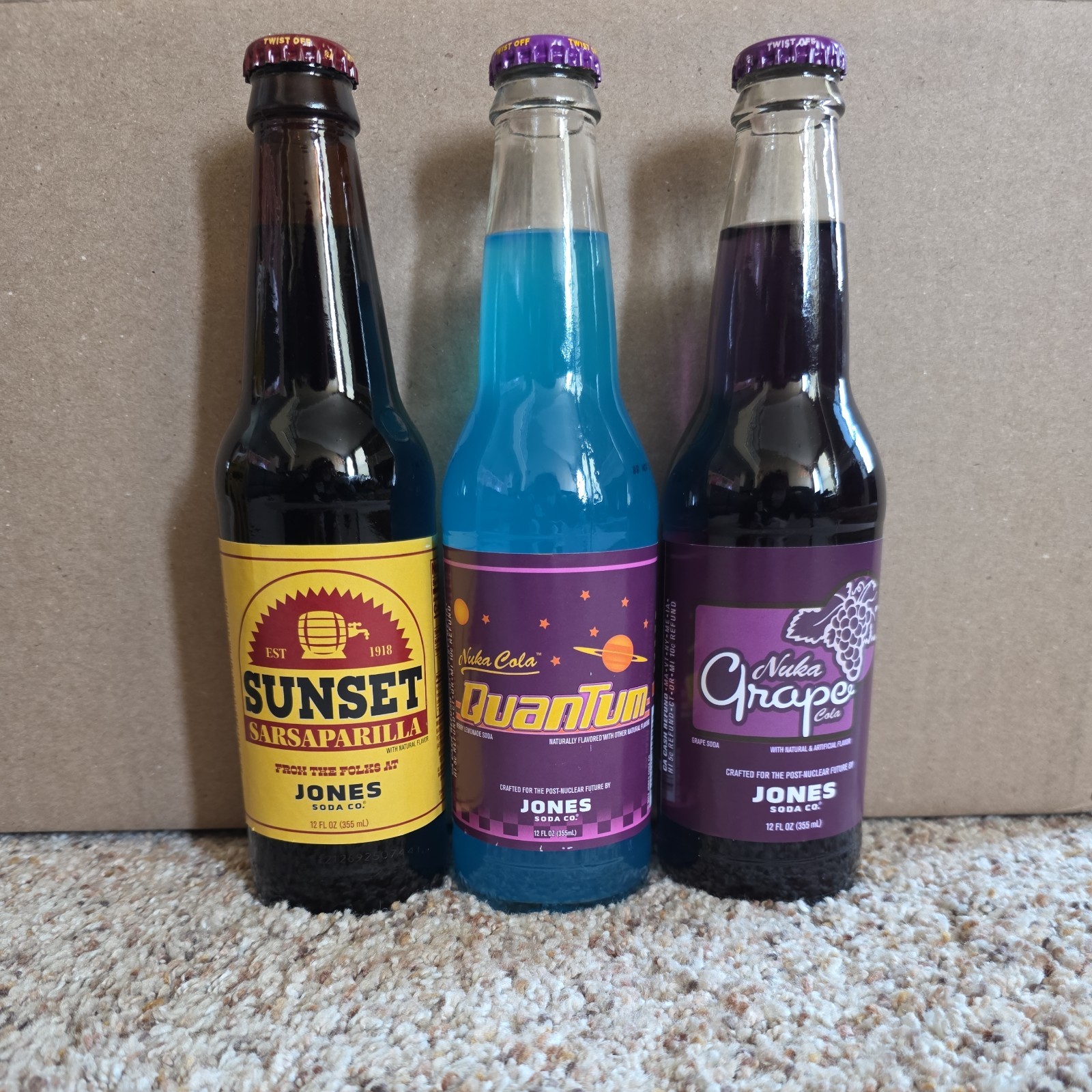 FALLOUT Nuka-Cola Quantum Grape Sunset Sarsaparilla Set of 3 Jones Soda