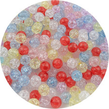 200Pcs 10Mm Acrylic Crackle Beads - round Crystal Craft Beads with Hole for Jewe