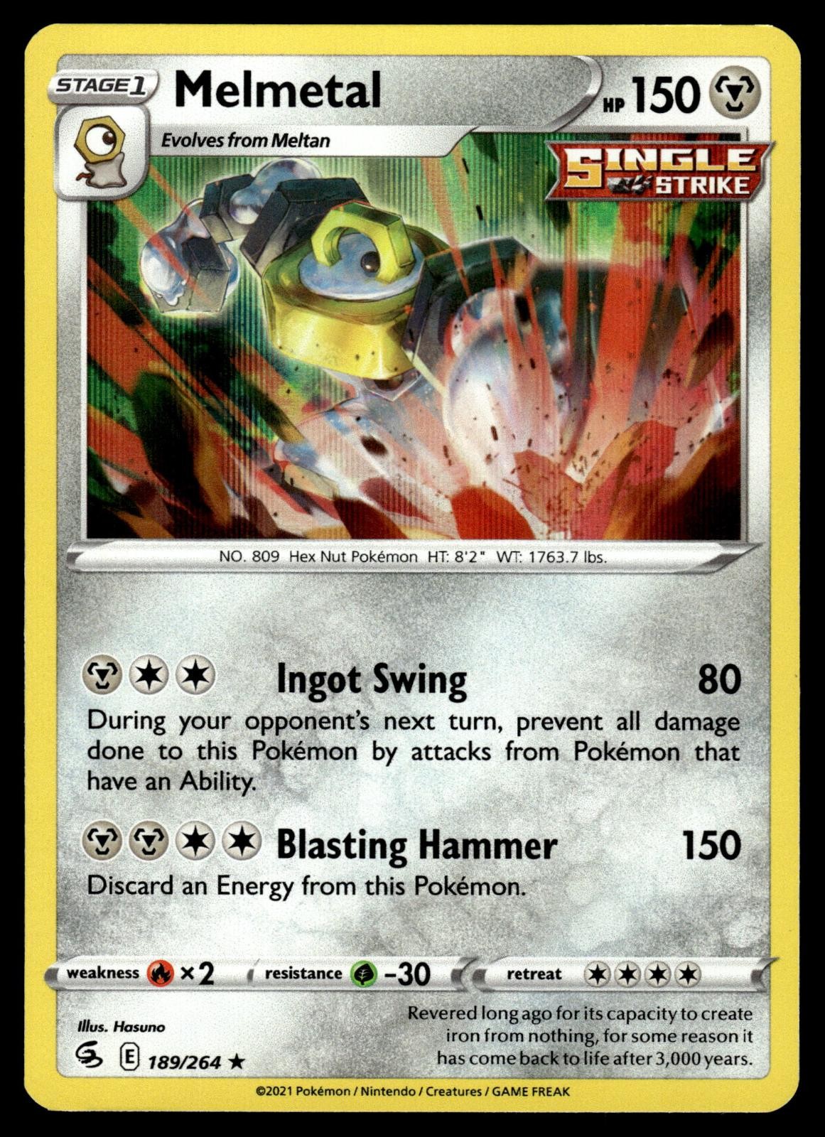 Melmetal 189/264 Holo Rare Fusion Strike Pokemon Near Mint