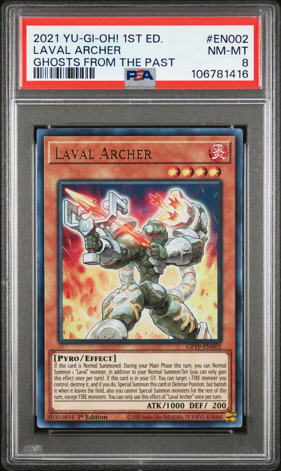 2021 YU-GI-OH! GHOSTS FROM THE PAST 1ST EDITION #EN002 LAVAL ARCHER PSA 8
