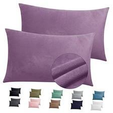 2 Pack Zippered Velvet Pillowcases, Super Soft and Cozy Luxury Standard Purple