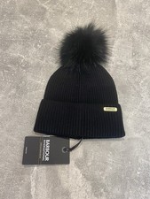 Barbour International Mallory Pom Beanie One Size Black Brand New with Tags