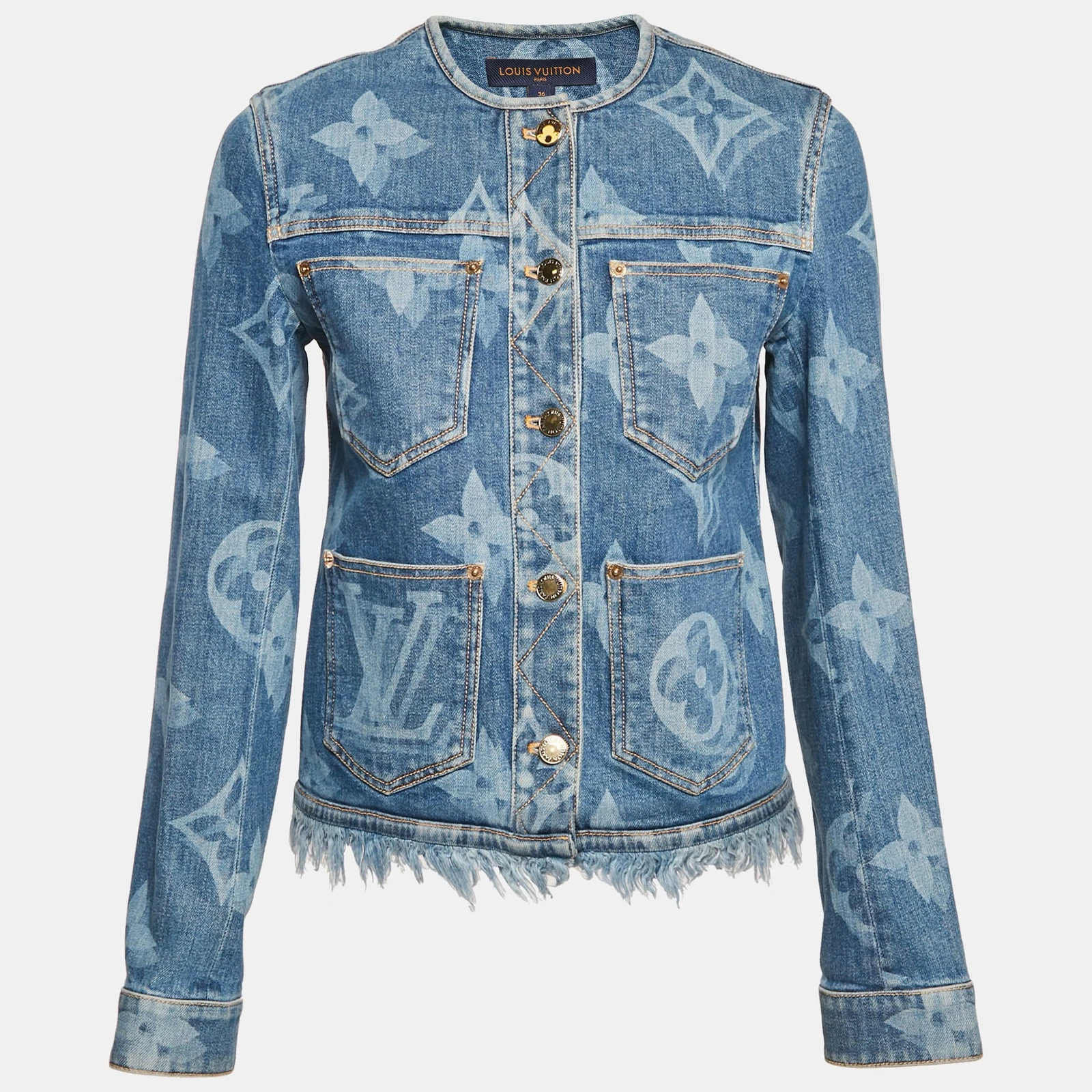 LOUIS VUITTON（LV） Giacca girocollo Louis Vuitton blu monogramma denim S