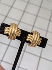 Ciner signed Cross clip polished gold tone clip earrings — photo 3