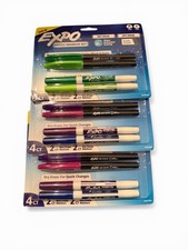 3 Pack - Expo Mixed Marker Set 4 Count Green  Purple Dry Erase Marker Fine Tip