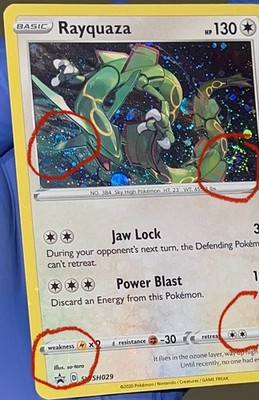 2020 SWSH029 Black Star Promo Rayquaza Cosmos Holo Bleed/ Red Dot