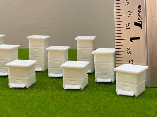 O Scale 1:48 - Beehives 15 Pack – 3D Printed Farm Scene Detail for Layouts - Afbeelding 4 van 12