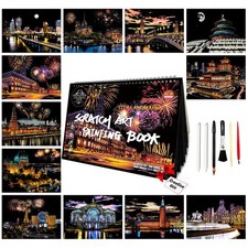 Scratch Art Book for Adults-Landmark Building Scratch Art Scratch Painting Pa...